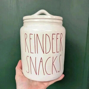 Rae Dunn  reindeer snacks kitchen Christmas canister